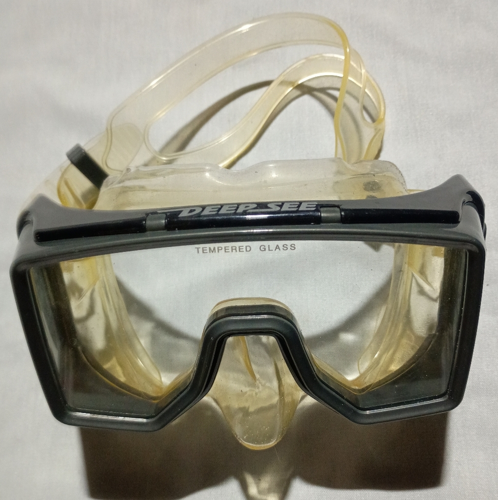 Deep See Professional Scuba Diving Mask Tempered Glass Yellow Silicone NIB 🤿✨